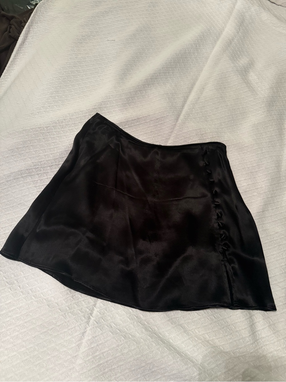 Zara Black Satin Button-Detail Mini Skort